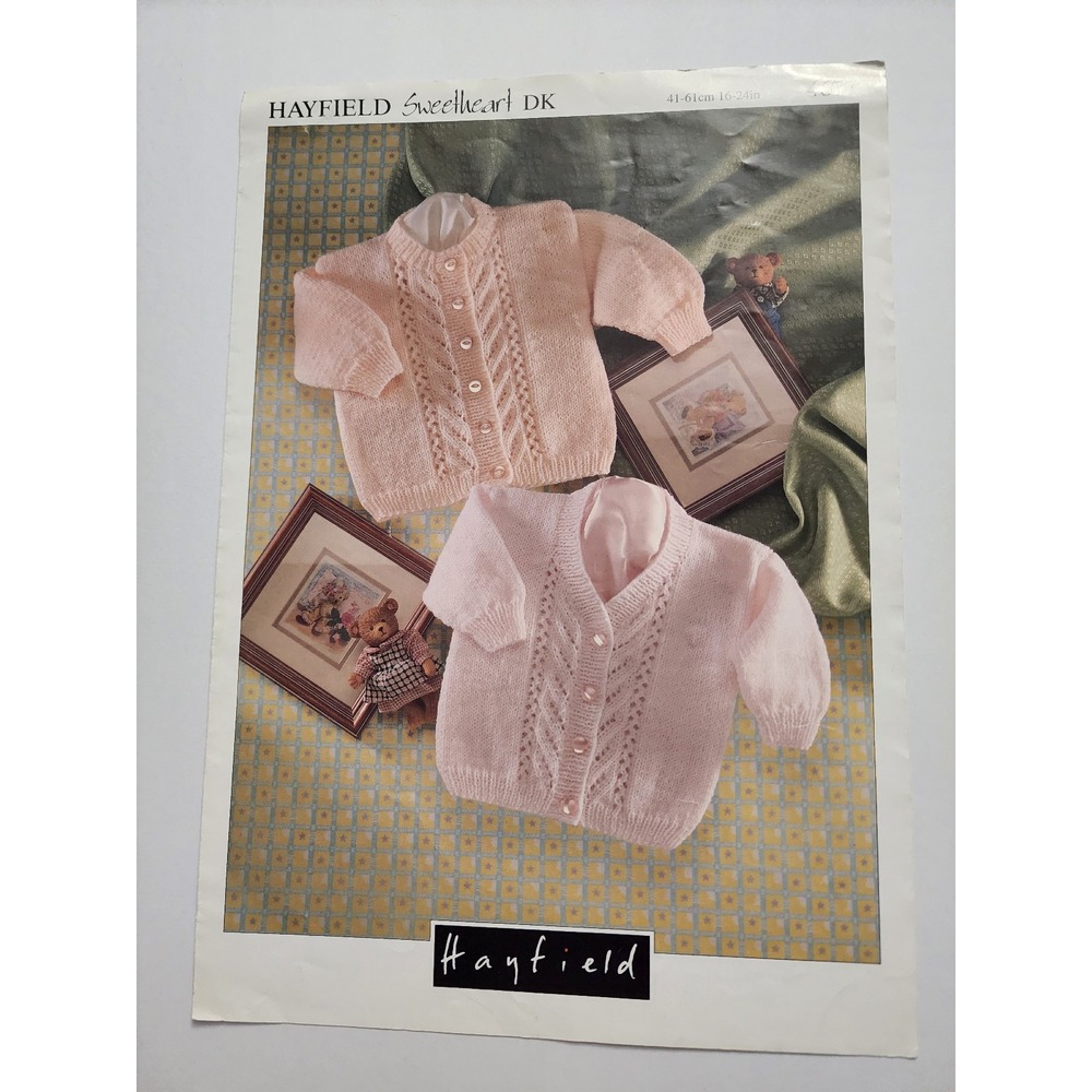 Hayfield Sweetheart Baby Cardigan Sweater Knitting‎ Pattern